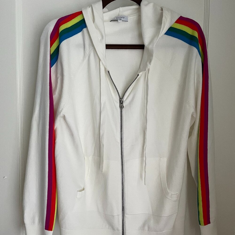 Brand New J. Society rainbow stripe zip up hoodie